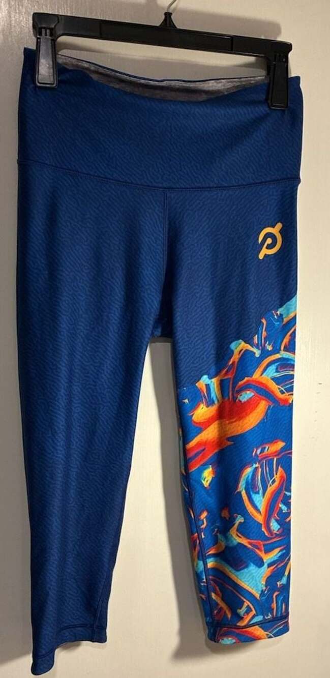 Peloton x Temi Coker High Waist Capri Leggings Size L Blue Ombre Reversible